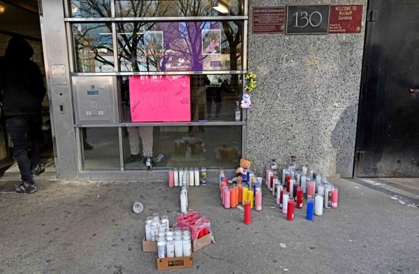 A memorial was set up outside the bodega on Sunday.