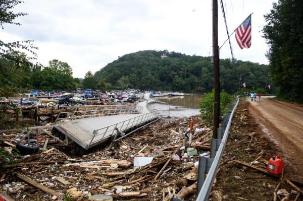 Lake side of chimney rock after destruction