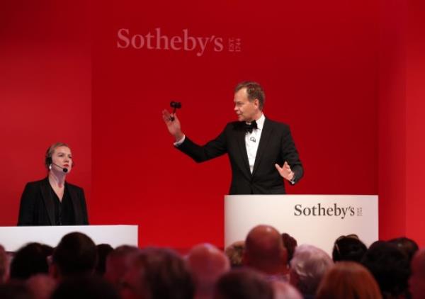LONDON, ENGLAND - SEPTEMBER 06: Chairman of Sotheby's Europe, Oliver Barker during The 'Freddie Mercury: A World of His Own' evening sale at Sotheby's on September 06, 2023 in London, England. The first of six auctions dedicated to Freddie Mercury: A World of his Own, a never-before-seen collection of over 1,400 of the star?s perso<em></em>nal possessions, brought in a total of 12,172,290 / $15,365,082 across 59 lots, doubling the estimate. Over the course of a four and half-hous, participants hailed from 61 countries around the world, all in hot pursuit of Mercury?s coveted selec<em></em>tion of artworks, objects, costumes and lyrics, with prices co<em></em>nsiderably exceeding their original estimates. (Photo by Tristan Fewings/Getty Images for Sotheby's)