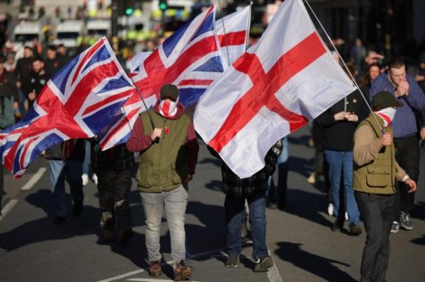 Far right activists at Whitehall.