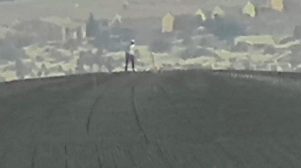 Person standing on top of The Sphere in Las Vegas.