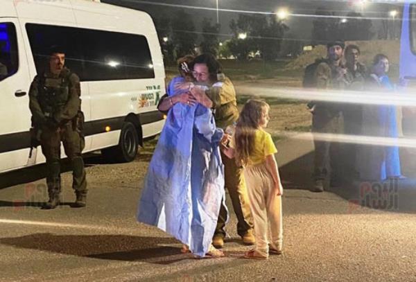 Israeli hostages released in these images from Youm7 Egyptian news site