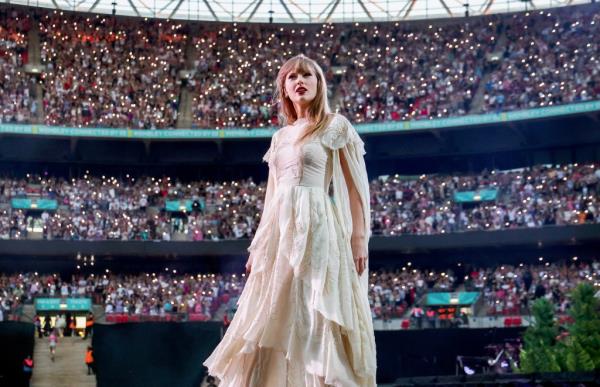 Taylor Swift performs on her Eras Tour in London