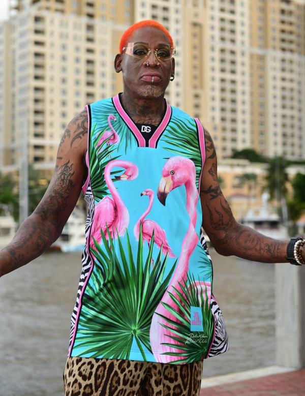 Dennis Rodman hosts the launch of ManTFup at SALT7 Restaurant on August 12, 2021 in Fort Lauderdale, Florida.  