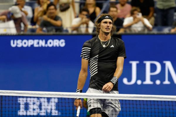 Alexander Zverev during a stop in play at the U.S. Open.