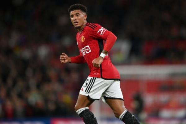 Jadon Sancho playing for Manchester United