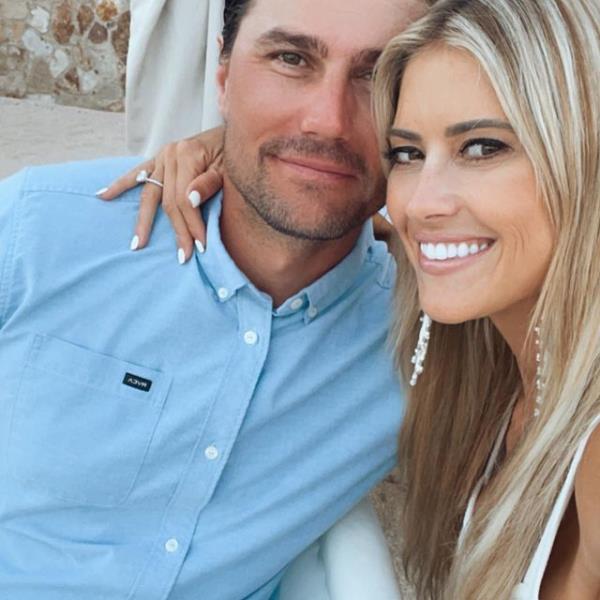 Christina and her third husband, Josh Hall, after getting engaged in September 2021.
