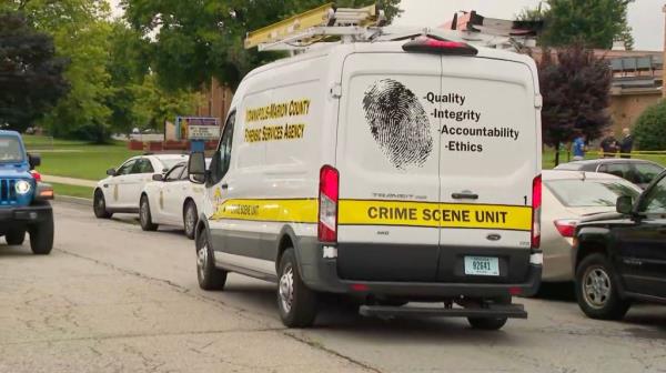 A Crime Scene Unit truck is seen in Indianapolis 