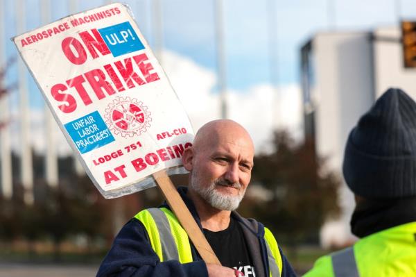 A work stoppage added to Boeing's woes as the company's stock has dipped more than 42% since the start of the year.