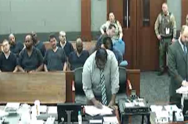 Courtroom cameras captured the chaotic moment Langham began his assault, landing several hits on the target as court perso<em></em>nnel rushed to separate the two men.