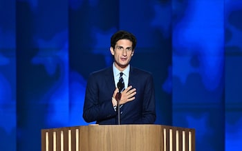 Jack Schlossberg, grandson of former US President John F. Kennedy, speaks on the second day of the Democratic Natio<em></em>nal Convention