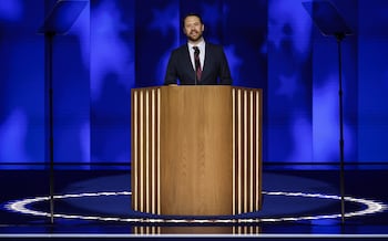 Jason Carter, grandson of former U.S. President Jimmy Carter, speaks on stage during the second day of the Democratic Natio<em></em>nal Convention