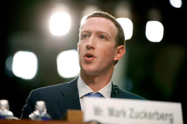 Facebook CEO Mark Zuckerberg testifying before the Commerce and Judiciary Committees on Capitol Hill in Washington, April 10, 2018.