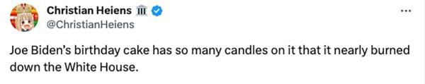 An X user quipped that Biden's blazing cake nearly burned down the White House