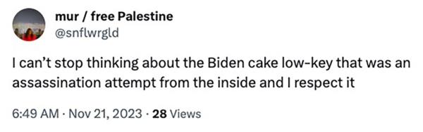 Another wit darkly joked that the flame-engulfed cake was 