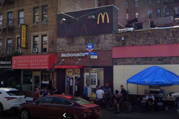 The victim was inside the fast food restaurant when the assailant approached him from behind and said, 