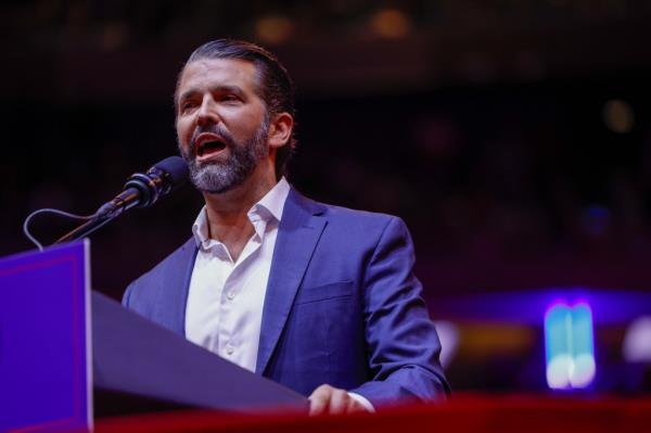 Do<em></em>nald Trump Jr. speaks during a campaign rally for Republican presidential nominee, former U.S. President Do<em></em>nald Trump at Madison Square Garden on October 27, 2024 in New York City. 