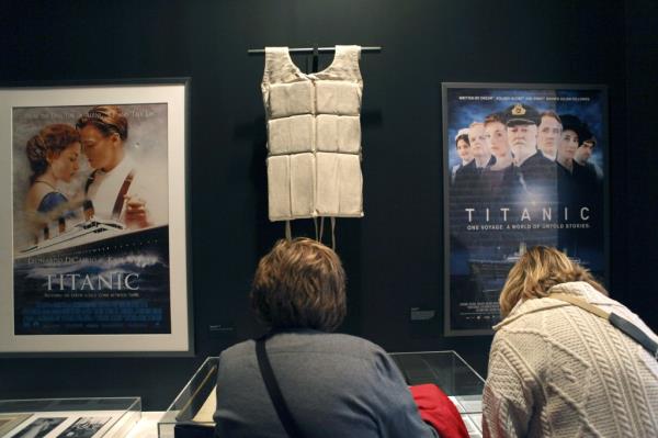 A life vest and posters from the 1997 movie 