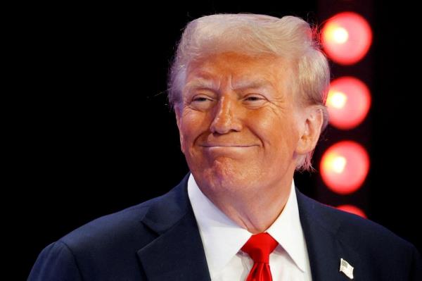 Republican presidential nominee and former U.S. President Do<em></em>nald Trump participates in a town hall presented by Spanish-language network Univision, in Doral, Florida, U.S., October 16, 2024. 
