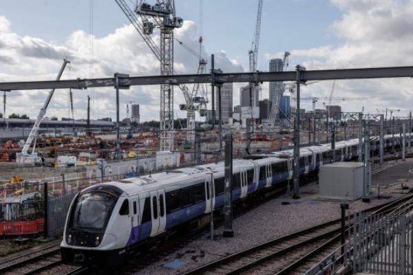 LONDON, ENGLAND - OCTOBER 03: A train to Sheffield runs past as co<em></em>nstruction co<em></em>ntinues on the Old Oak Common HS2 site on October 03, 2023 in London, England. Speculation a<em></em>bout the fate of the HS2 high-speed rail project reached a fever pitch this week amid rumours that the government would shelve the Birmingham-to-Manchester leg and also could announce that the line will no lo<em></em>nger end at Euston, at least initially, instead terminating at Old Oak Common. The new station here is scheduled to be completed around the end of the decade. (Photo by Dan Kitwood/Getty Images)