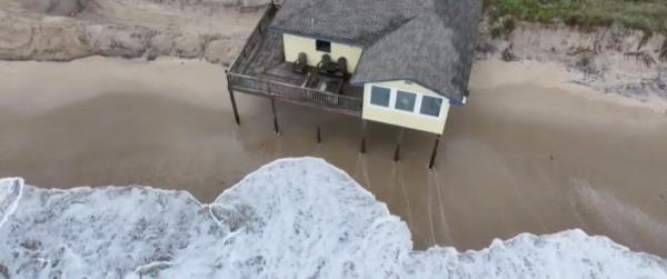 The seas edge ever closer to the homes on the barrier island. 