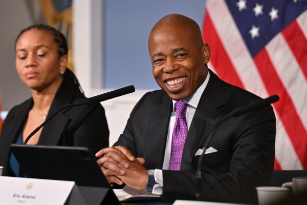 NYC Mayor Adams faces media grilling.</p>

<p>　　Wednesday, November 8, 2023</p>

<p>　　New York City Mayor Eric Adams faced media grilling for the first time since the FBI raided Brooklyn home of his top fundraiser Brianna Suggs last week.</p>

<p>　　Mayor Adams was joined by Chief Counsel to the Mayor and City Hall Lisa Zornberg, Deputy Mayor for Health & Human Services Anne Williams-Isom, Chief of Staff Camille Joseph Varlack, Deputy Mayor for Communications Fabien Levy, First Deputy Mayor Sheena Wright, Chief Advisor to Mayor Dr. Ingrid Lewis-Martin, Deputy Mayor for Housing, Eco<em></em>nomic Development & Workforce Maria Torres-Springer, Deputy Mayor for Operations Meera Joshi, NYPD Chief of Department Jeffrey Maddrey, the o<em></em>nly absent from the presser was his  Deputy Mayor of New York City for Public Safety Phillip Banks III whose name tag and empty chair remained inside the City Hall Blue Room throughout the presser</p>

<p>　　NYC Mayor Adams faces media grilling