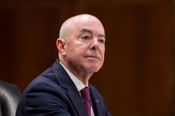 Homeland Security Secretary Alejandro Mayorkas testifies on Capitol Hill, Nov. 8, 2023, in Washington. 