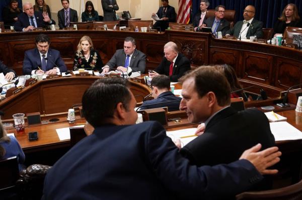 The House Homeland Security Committee during a hearing as part of a Republican-led effort to impeach U.S. Homeland Security Secretary Alejandro Mayorkas on Capitol Hill in Washington,  U.S., January 10, 2024.