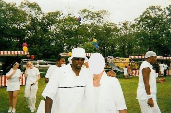 Diddy is seen draping his arm around a 16-year-old boy he allegedly sexually assaulted at a Hamptons white party in 1998.
