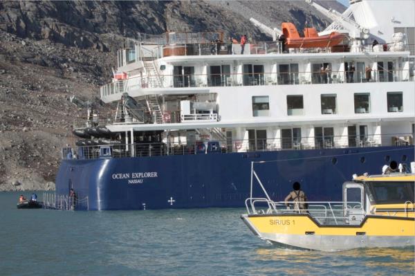 Denmark’s Joint Arctic Command (JAC) said that its closest inspection vessel, Knud Rasmussen, could get to Ocean Explorer by Friday morning.