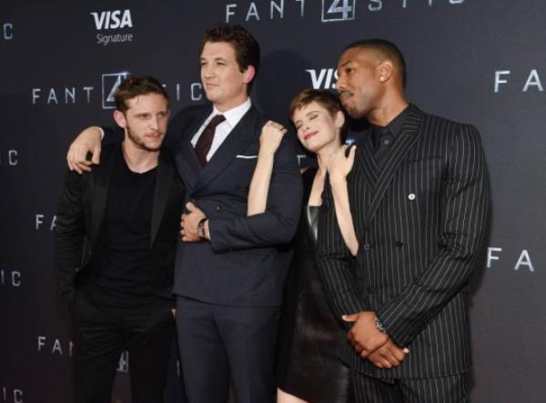 Actors Jamie Bell, Miles Teller, Kate Mara, and Michael B. Jordan 