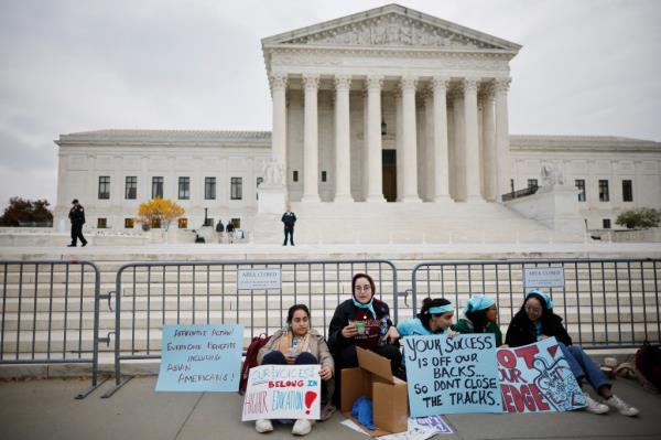 Propo<em></em>nents for affirmative action in higher education rally in front of the U.S. Supreme Court before oral arguments in Students for Fair Admissions v. President and Fellows of Harvard College and Students for Fair Admissions v. University of North Carolina on October 31, 2022.
