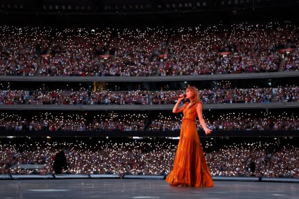 Taylor Swift performs at Melbourne Cricket Ground on February 16, 2024 in Melbourne, Australia.