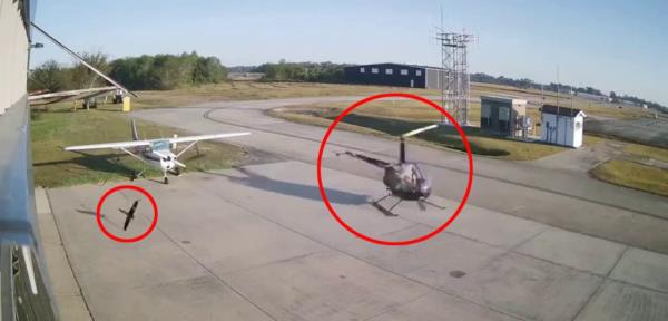 The helicopter spun out of co<em></em>ntrol on Sunday morning.