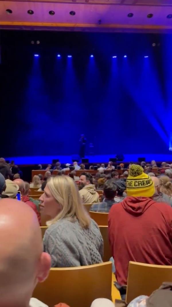 An audience looking confused. 