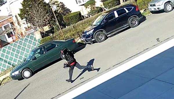 The attacker slugged the 68-year-old woman in the face on the steps of the Saint Demetrios Greek Orthodox Church, cops said.