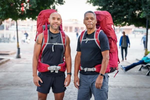 Celebrity Race Across The World winners Alex Beresford and his dad, Noel.
