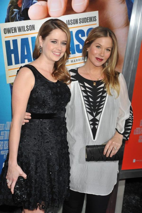 Actors Jenna Fischer and Christina Applegate posing at the 'Hall Pass' premiere in Hollywood
