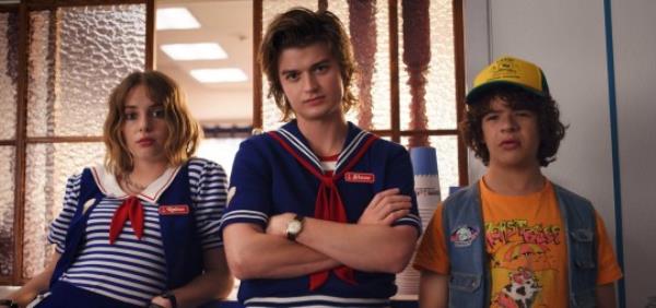 Maya Hawke, Joe Keery and Gaten Matarazzo in Stranger Things