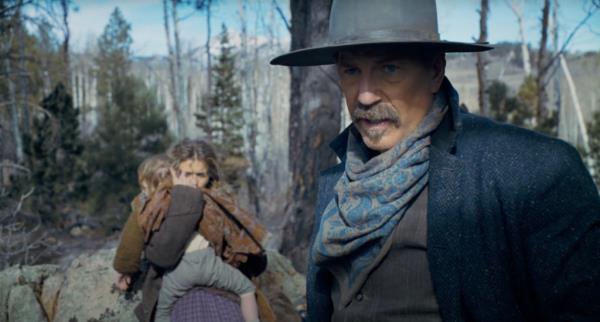 Beth Dutton (Kelly Reilly), John Dutton (Kevin Costner), Mo<em></em>nica Long (Kelsey Asbille) and Jamie Dutton (Wes Bentley). Front row - Kayce Dutton (Luke Grimes) and Rip Wheeler (Cole Hauser).