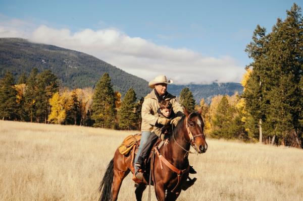 Kevin Costner on a horse. 