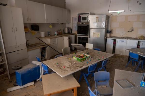The Kibbutz Be?eri, Pictures show the Kindergarten which show signs of fighting and killing. Sam Greenhill words Kibbutz Be'eri