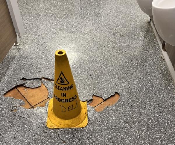 Broken flooring in the Gamston branch of Morrisons