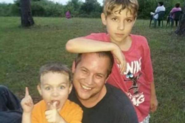Johnson with his two young sons
