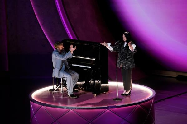 Finneas and Billie Eilish at the 2024 Oscars.