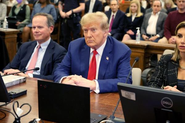 Trump sits in the courtroom during his civil fraud trial at New York Supreme Court on January 11, 2024 in New York City.