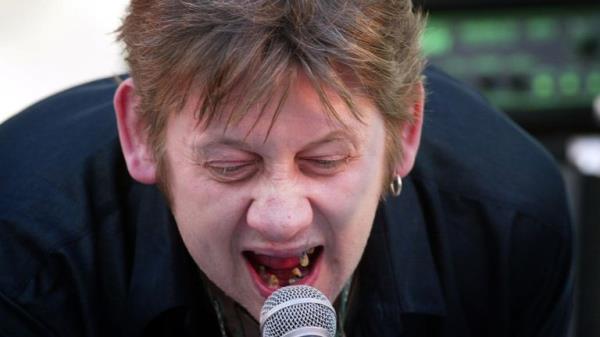 Shane MacGowan of The Pogues, performing at the St Patricks day  co<em></em>ncert in Belfast city centre.