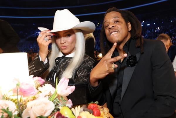 Beyo<em></em>nce and Jay-Z attend the 66th Grammy Awards in LA on February 4, 2024.