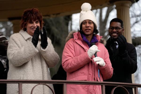 Brittany Watts addresses supporters
