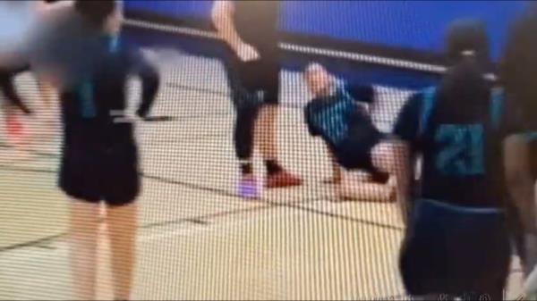 The student went viral after being filmed knocking down a female basketball player